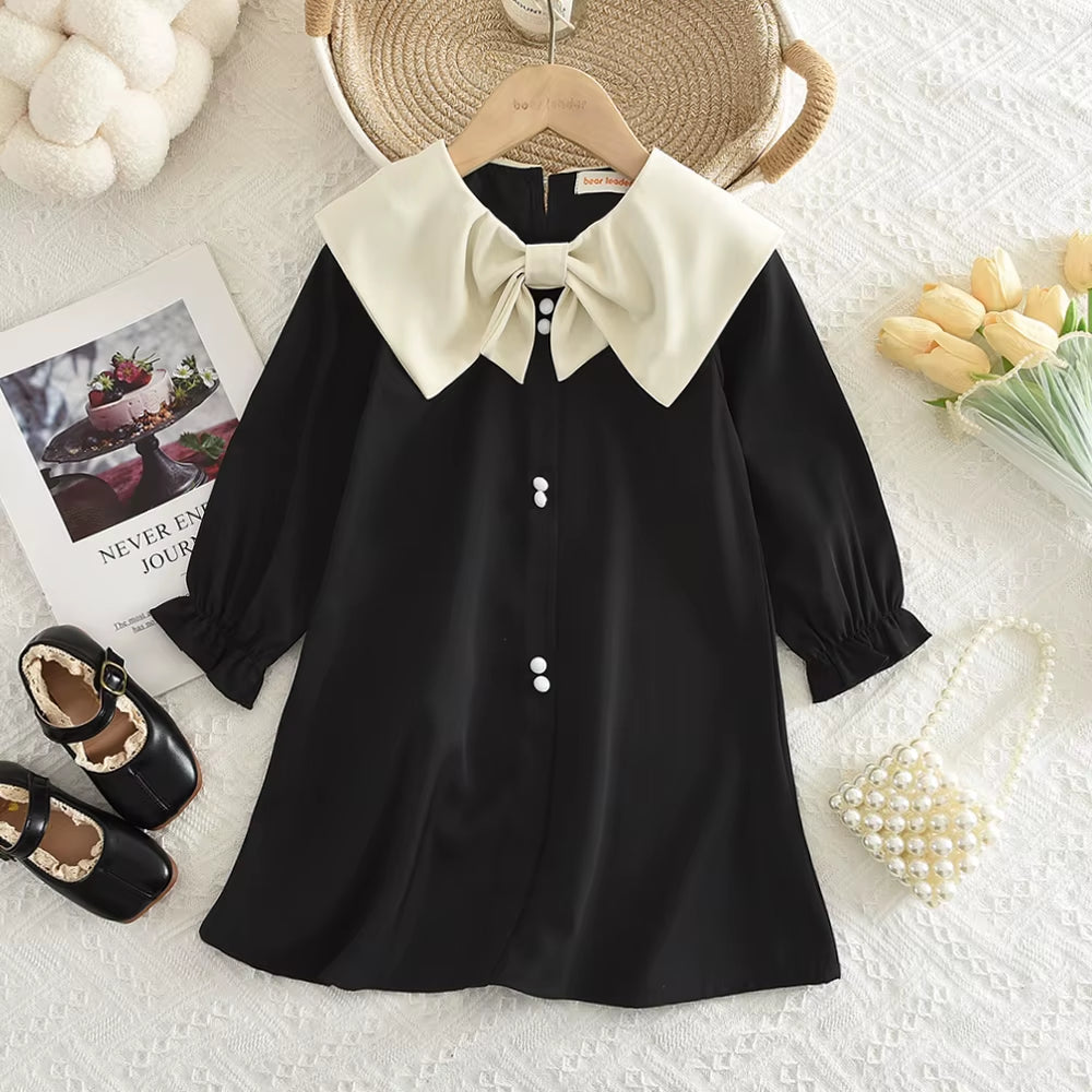 Blossom Belle – Long Sleeve Floral Princess Dress with Doll Collar for Girls