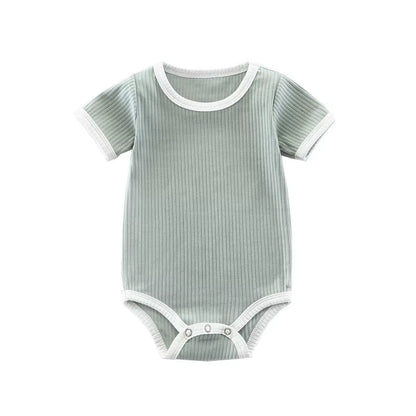 SoftNest – Ribbed Cotton Short Sleeve Romper for Newborns