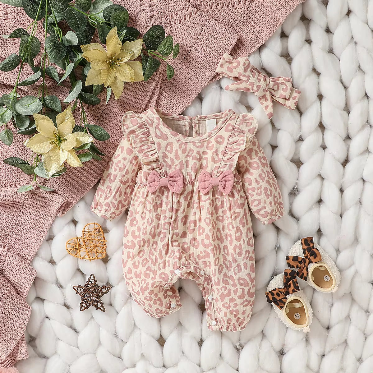 Sweetheart Days – Baby Girl Summer Cotton Jumpsuit with Bowknot & Love Print