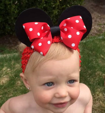 Lovely Girls Pink Cartoon Tutu Dress Baby Crochet Tulle Tutus with Dots Bow and Headband Set Kids Birthday Party Costume Dresses