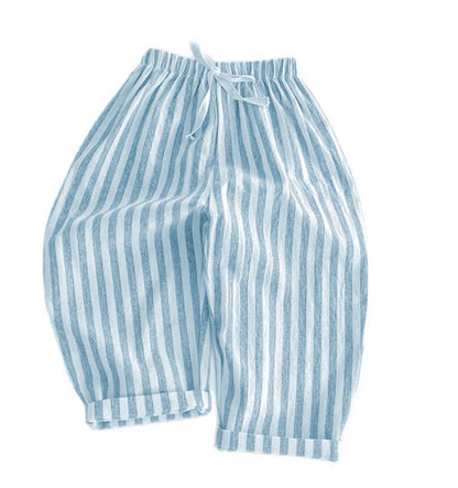 TinyTrend™ Vintage Cotton Stripe Pants – Unisex Casual Trousers with Pockets for Toddlers